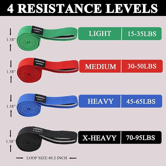 Fabric Resistance Bands for Working Out, 3 and 4 Levels Booty Bands Long Resistance Bands for Women and Men | Elastic Bands for Exercise Bands Resistance Workout Bands Resistance - Bloomnest