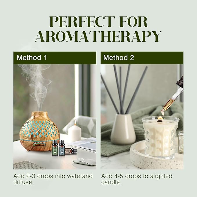 Essential Oils Set, Nature Scents Fragrance Oil Aromatherapy Essential Oils Kit for Diffuser (6x10ML) Sandalwood &Rose, Bamboo, Rain, Lavender &Chamomile, Fresh Cut Grass, Forest Pine Oil - Bloomnest
