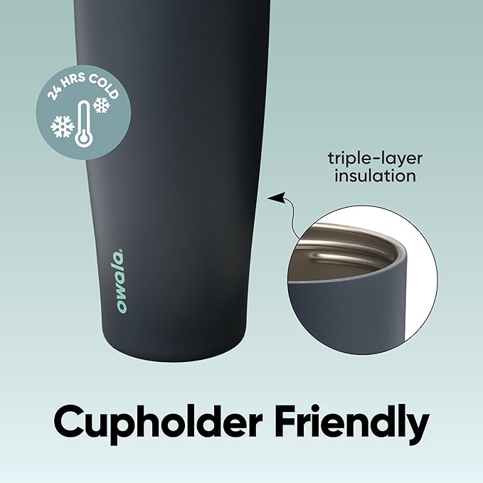 Owala FreeSip Tumbler Insulated Stainless Steel Water Bottle with Built-in Straw and Side Handle, For Travel, Work, School, and Sports, 40oz, BPA Free, Leak Proof, Foggy Tide Owala
