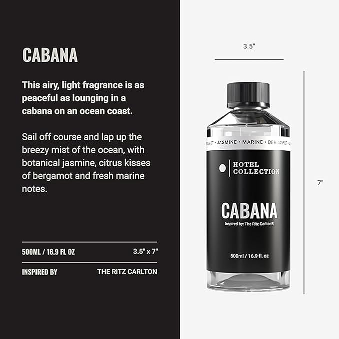 Hotel Collection Diffuser Oil - Cabana - Aromatherapy Essential Fragrance Oil - Hints of Marine, Bergamont, & Jasmine - 500ML 16.9 Fl oz - Bloomnest