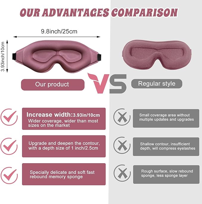 3D Advanced Eye Mask for Sleeping，Ultra Delicate Soft Skin Friendly Eye mask，100% Blackout Sleep Eye Mask for Sleep, Eyelash Extension Sleep mask - Bloomnest