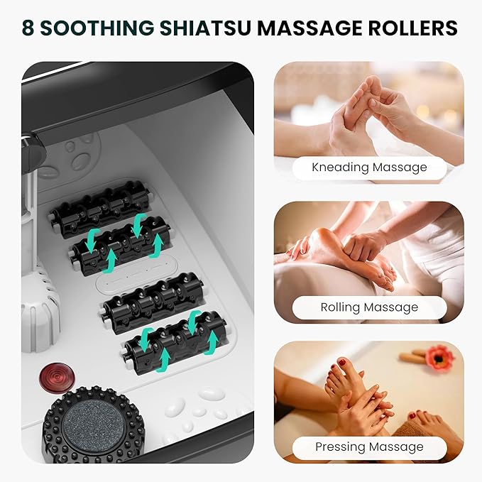 Snailax Foot Spa with Heat, Foot Bath, Collapsible Foot Spa Bath Massager with 8 Massage Rollers, Temperature Control, Bubbles, Pumice Stone, Foot Soaking Tub - Bloomnest