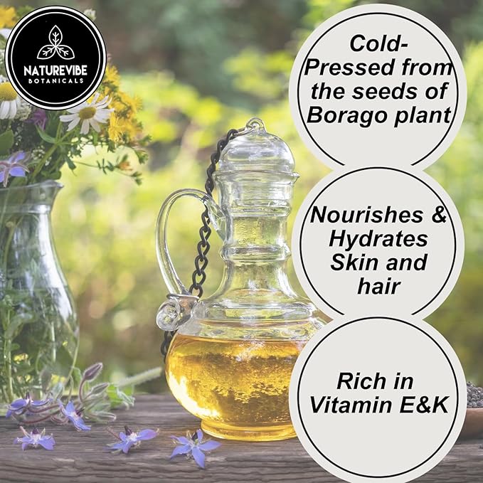 Naturevibe Botanicals Borage Oil 32 Ounces | 100% Pure and Natural | Great for Skin Care and Hair Care - Bloomnest