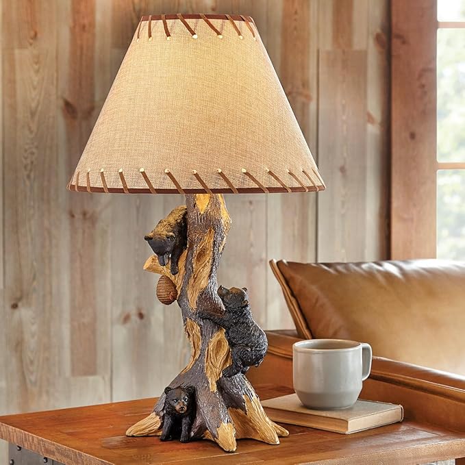 BLACK FOREST DECOR - Life is Sweet Bear Accent Lamp for Cabin, Living Room, Nightstand, Desk - Vintage Rustic Home Décor - 23" x 14" - Bloomnest