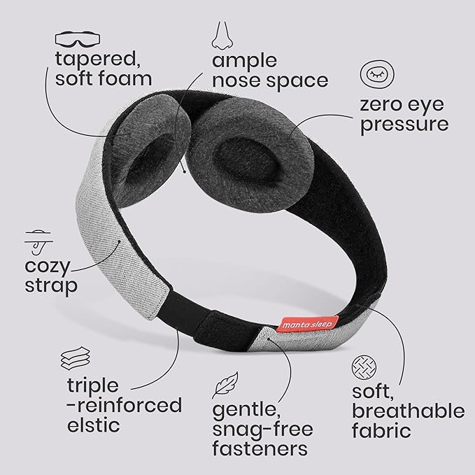 Manta Sleep Cooltherapy Bundle - Sleep Mask + Cool Eye Cups - 100% Total Blackout Mask Paired With Cooling Therapy Cups for Deep Rest, Migraines, Puffy Eyes & Sinus Relief - Bloomnest