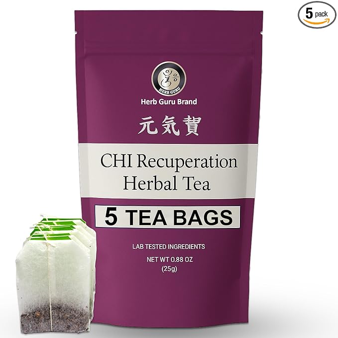 Herb Guru CHI Recuperation Tea Bags | Traditional Herbal Blend With 5 Tea Bags for Daily Balance, Comfort, and Unwinding | No Caffeine Wellness Gifts and Relaxation Gifts for Any Season