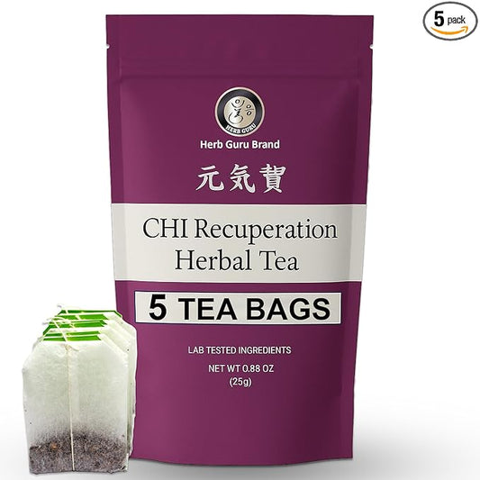 Herb Guru CHI Recuperation Tea Bags | Traditional Herbal Blend With 5 Tea Bags for Daily Balance, Comfort, and Unwinding | No Caffeine Wellness Gifts and Relaxation Gifts for Any Season