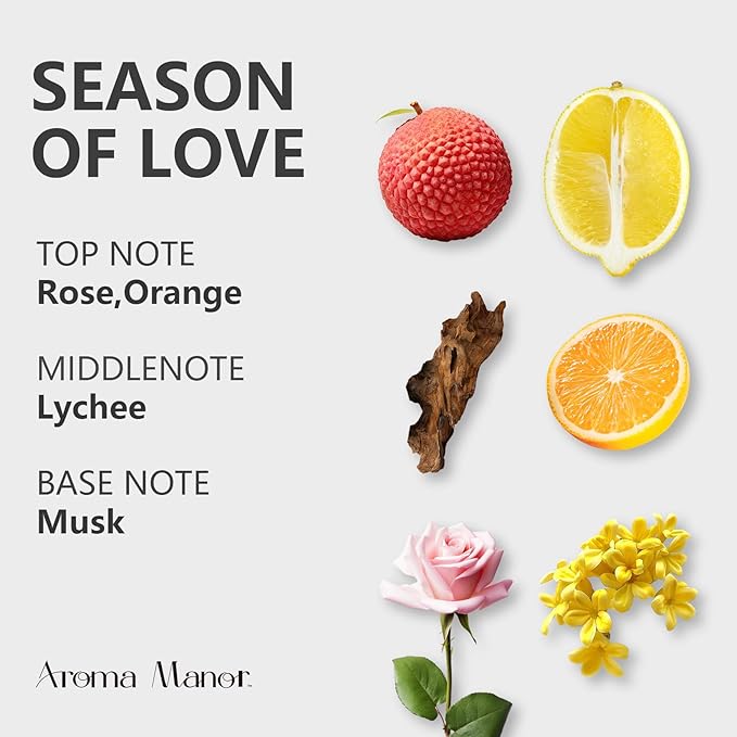 Hotel Fragrance Oil - Season of Love Essential Oils for Scent Diffuser - Rose, Orange, Lychee, Musk - Home Luxury Scents Aroma Fragrance for Home, Office - Bloomnest