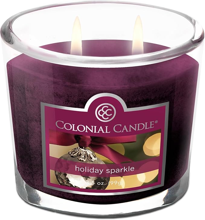 Colonial Candle Holiday Sparkle Scented Jar Candle, 2 Wick, 3.5 oz, Mottled Wax Candle - Bloomnest