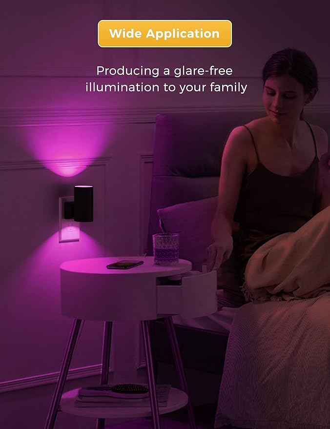 L LOHAS LED Night Light, Night Lights Plug into Wall, Color Changing Nightlight RGB with Light Sensor, Home Decor for Kids Gifts, Halloween, Christmas, Holiday, Hallway Bedroom Kids Room, 2 Pack - Bloomnest