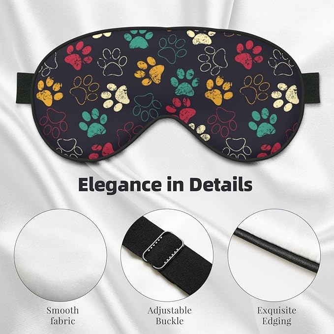 Colorful Paw Print Sleep Mask for Sleeping, Soft Comfort Eye Shade, Blackout Eye Cover, Deep Rest, Travel, Nap, Meditation - Bloomnest