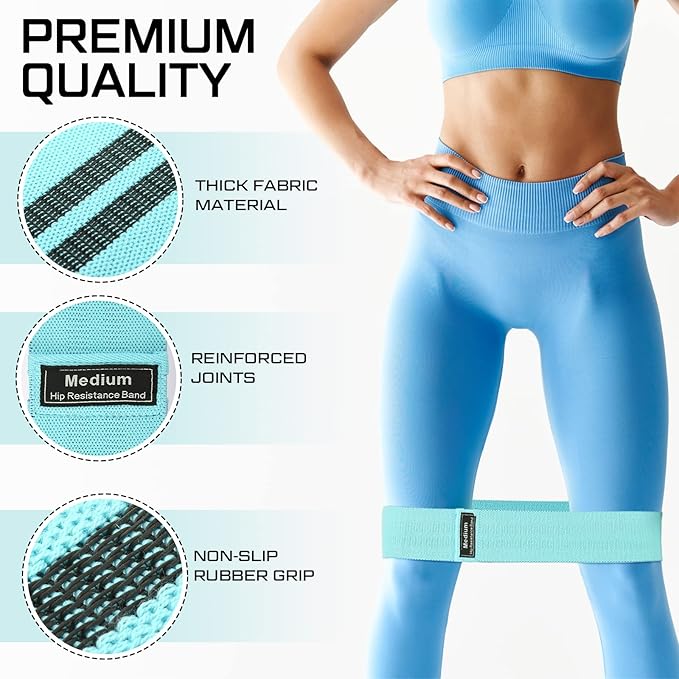 24 Pcs Fabric Resistance Bands for Working Out Strength Exercise Bands for Women Men Resistance Loop for Legs and Butt, Yoga, Pilates, Rehab, Fitness and Home - Bloomnest