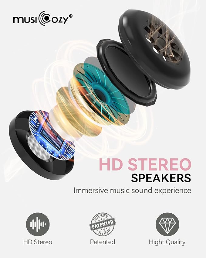 MUSICOZY 3D Bluetooth Sleep Mask with HD Stereo Sound, Wireless Sleep Headphones for Side Sleepers, Music Headband Eye Mask for Sleeping, Relaxation, Travel, Yoga, Cool Gadgets for Women Mom Girls - Bloomnest