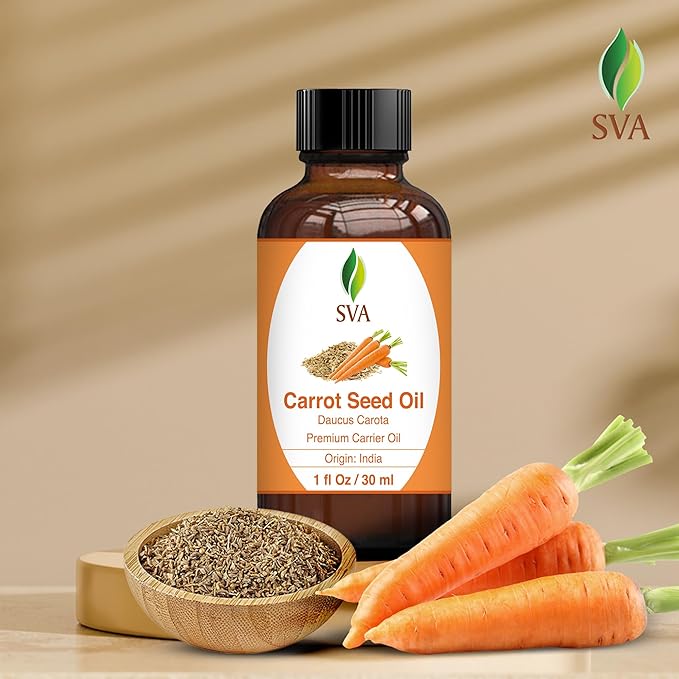 SVA Carrot Seed Oil - 1 Fl Oz – 100% Natural Cold Pressed Carrot Oil - for Face, Skin Care, Hair Care, Scalp Massage & Body Massage – Carrier Oil with Dropper - Bloomnest