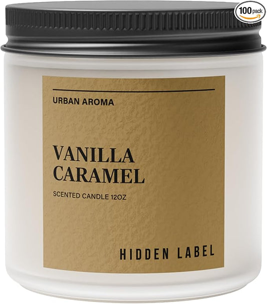 Hidden Label Vanilla Caramel Fall Candles, 12oz 2 Wick Non Toxic Candles for Home Scented, Natural Soy Wax Clean Burning Aromatherapy Candle, 70H Long Lasting for Gifts Stress Relief & Relaxation - Bloomnest