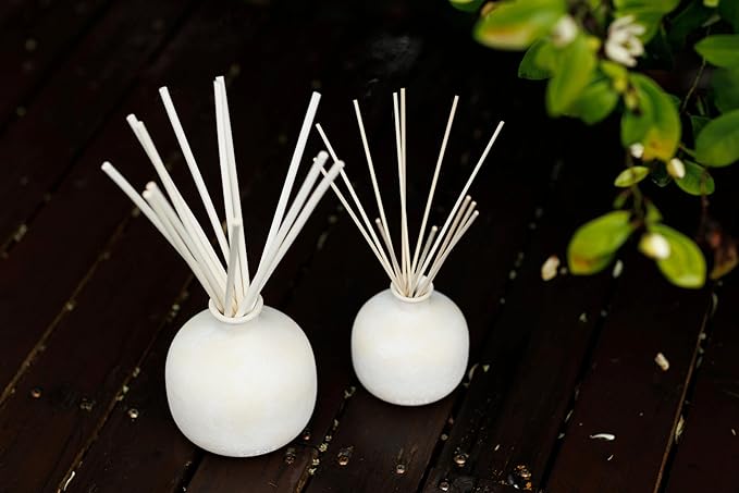 BLUEME Focus-Eucalyptus & Lime, 5.92 Fl Oz Wellness Diffuser, Contains Essential Oil, Sustainable, Hand Finished, Premium, Luxury Ceramic, Natural Rattan Reeds - Bloomnest