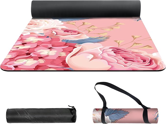 nuveti Yoga Mat Print Extra Thick TPE Non Slip Fitness Exercise Mat with Carrying Bag,72"x24" Extra Thick 6MM Exercise & Workout Mat for Yoga, Pilates Fitness and Floor Exercises - Bloomnest