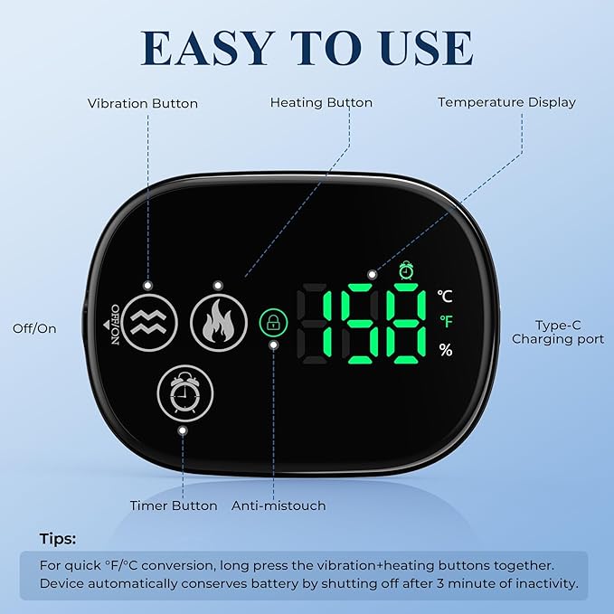 YUANBO Shoulder Heating Pad Massager - Cordless Portable Heated Shoulder Brace & Wrap with Vibration, 6 Heat & Timer Modes - Warmer Gift for Mom & Dad