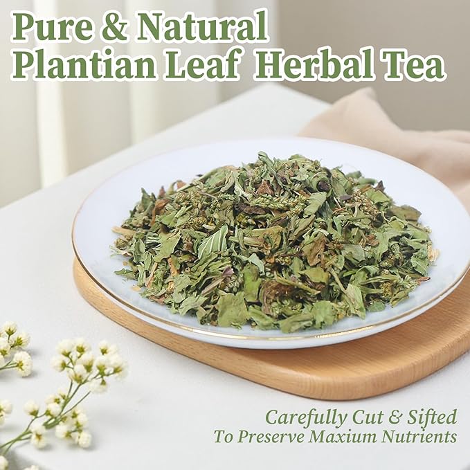 FullChea - Plantain Leaf Tea, 50 Teabags, 2g/bag - Whole Plantain Leaves - Plantago Major Herbal Tea - Non-GMO - Caffeine-free - Support Respiratory Health & Boost Immunity - Bloomnest