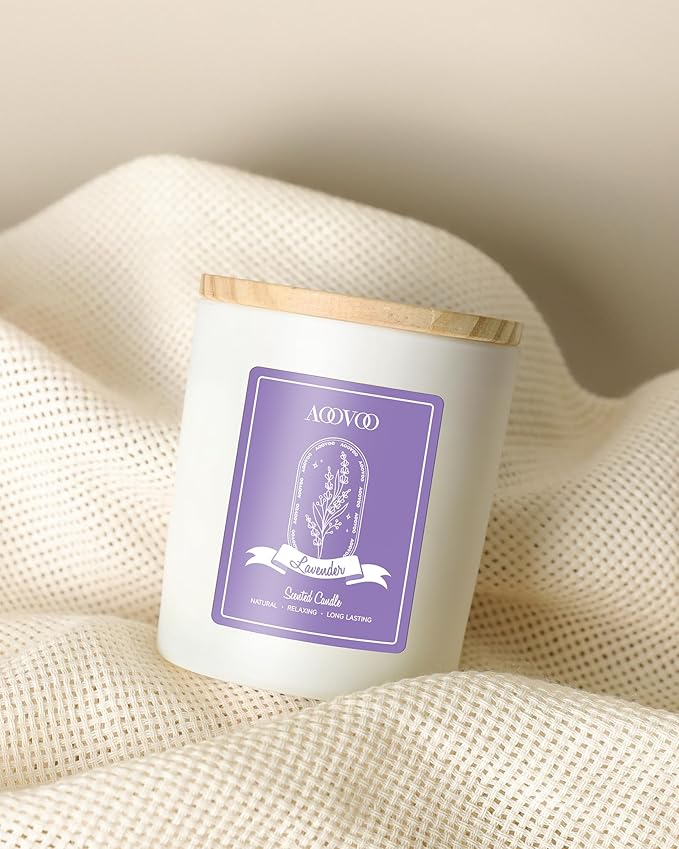 AOOVOO Lavender Scented Candles for Women - Aromatherapy Candle with Crystals Inside, 10oz Soy Candles for Home Scented, Birthday Gifts Christmas Candle for Women Mom - Bloomnest