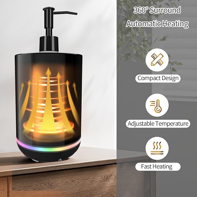 Lotion Warmer, Yofuly Massage Oil Bottle Digital Heater with Atmosphere Light, Portable Electric Cream Heated Dispenser Gua Sha Roller Kit for Spa, Salon and Home Use, Black - Bloomnest
