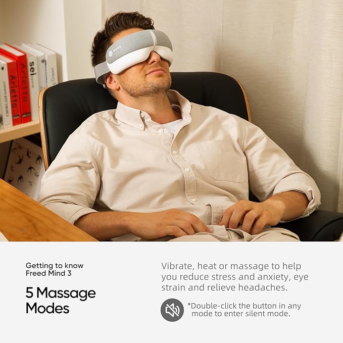 Eye Massager & Bluetooth Heat Sleep mask,Parents Gift Sets |with Storage Bag & Greeting Card | Migraine Relief,Relaxation,Bedtime Stress Relief | White Noise,3D airbag kneading| Smart Head Massager - Bloomnest