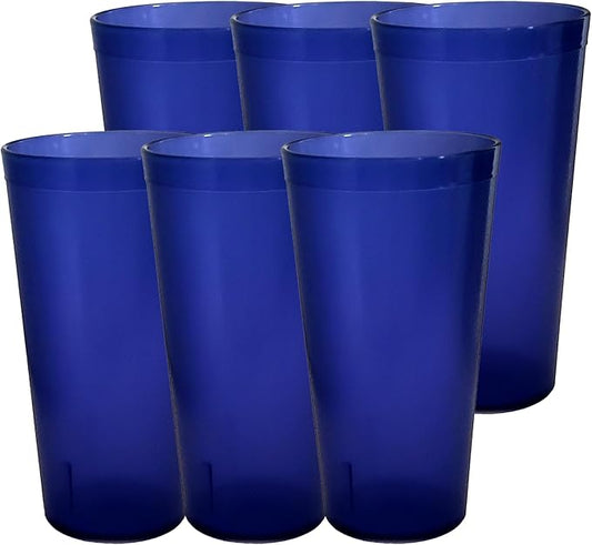 Party Outlaw Purple Plastic Cup Tumblers 6 Pc 20oz Lightweight, Heavy Duty Stackable Cafe Style Plastic Glasses. Reusable & Dishwasher Safe Ice Tea & Water Cups - Bloomnest