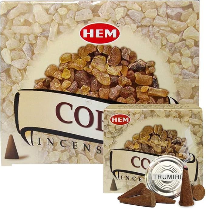 TRUMIRI Copal Incense Cones & Cone Incense Burner Bundle: 120 Pieces (12 Packs of 10)