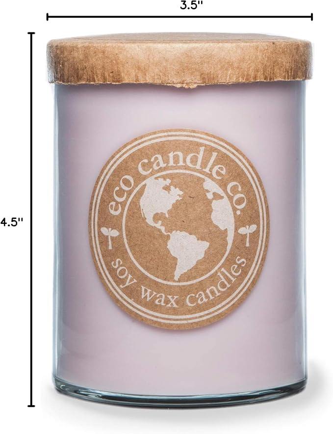 ECO CANDLE CO. Recycled Candle, Pure Lilac, 18 oz. Double Wick - Scents of Pure Lilac Bushes - 100% Soy Wax, No Lead, Kraft Paper Label & Lid, Hand Poured, Phthalate Free, Midwest Grown Soybeans - Bloomnest