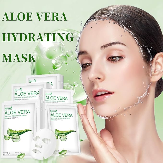Aloe Vera Face Mask,Hydrating Face Masks Skincare For Dry, Oily,Sensitive Skin,Aloe Facial Skincare Sheet For Moisturizing, Soothing, Calming, Sun Care,Acne, Facial Masks for Women Skin Care 10-Pack - Bloomnest
