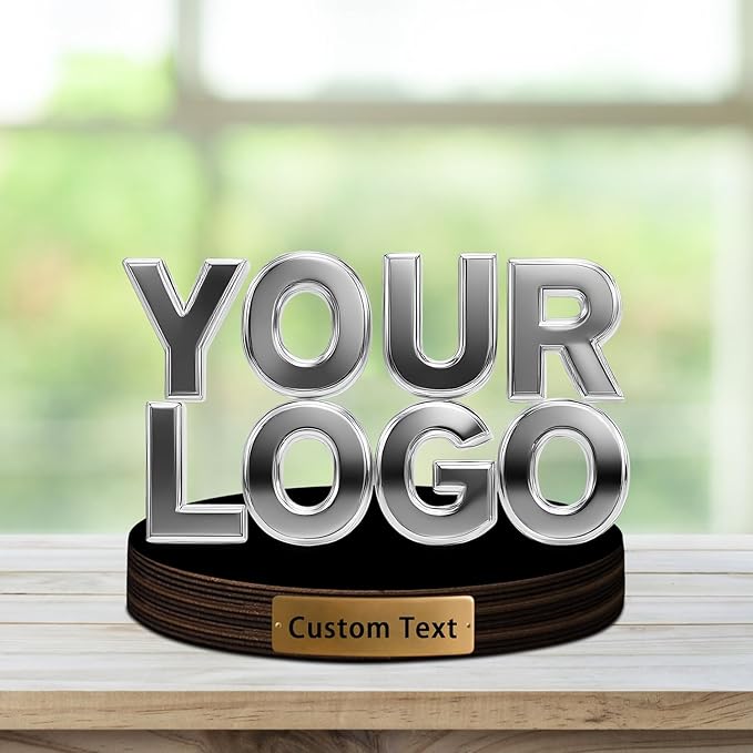 Personalized Acrylic Business Company Logo Statue Sign Plaque,Custom Photo Picture Office Store Company Logo Signage Sculpture Decor with Picture Text Logo for Business - Bloomnest