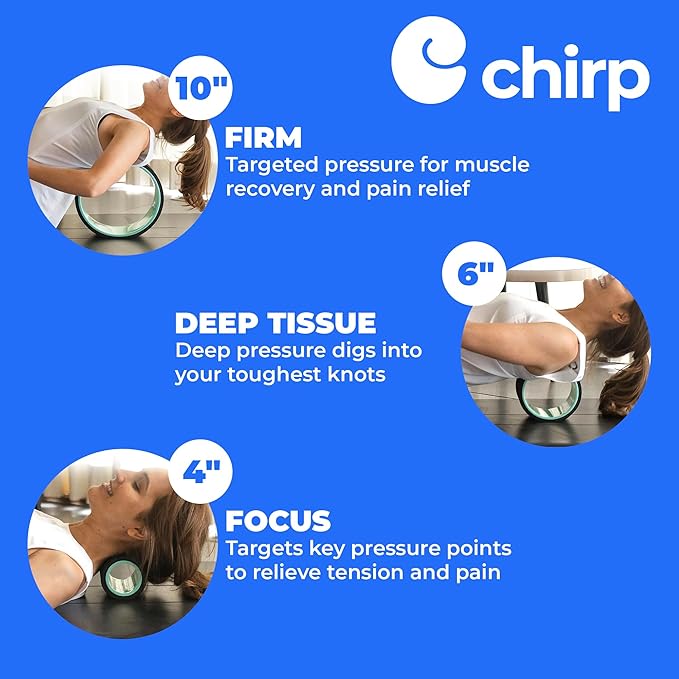 Chirp Wheel Foam Roller - Targeted Back Foam Roller for Back Pain Relief, Deep Tissue Muscle Massage, Trigger Point Round High Density for Physical Therapy & Exercise, 3-Pack Mint