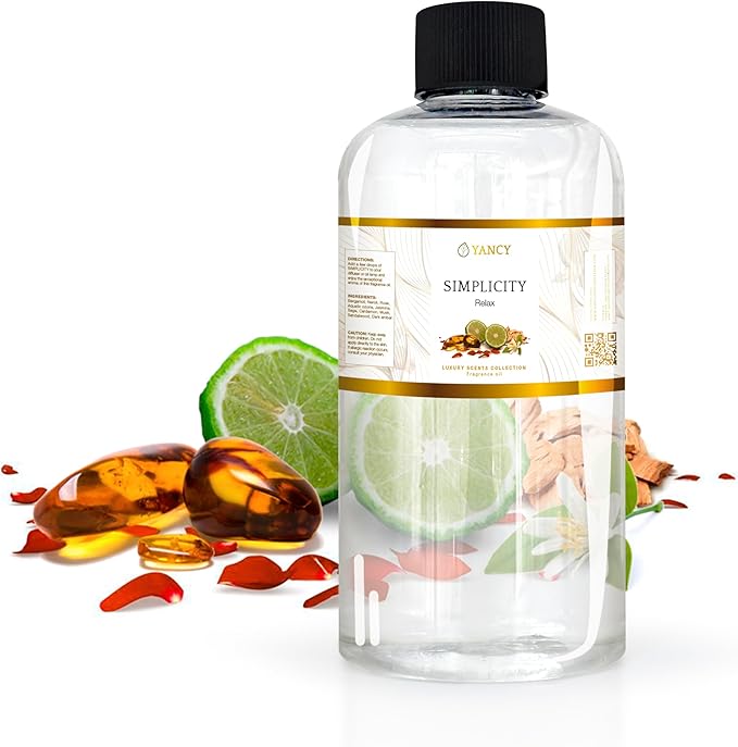 YANCY Simplicity Luxury Collection Fragrance Oil (8 oz), Clean Minimalist Aroma, Ideal for Diffusers, Oil Burners & Aroma Lamps, Light Fragrance for a Calm, Clear Space YancySpa