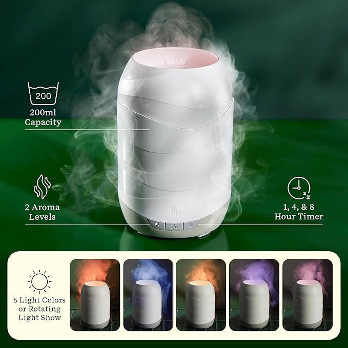 Lifelines Waves Ultrasonic Essential Oil Diffuser with Essential Oil Blend, 200ml - Aromatherapy Diffuser with Cascading Mist, Colored Lights & Auto-Shut Off Features - Home & Bedroom Essentials LifeLines