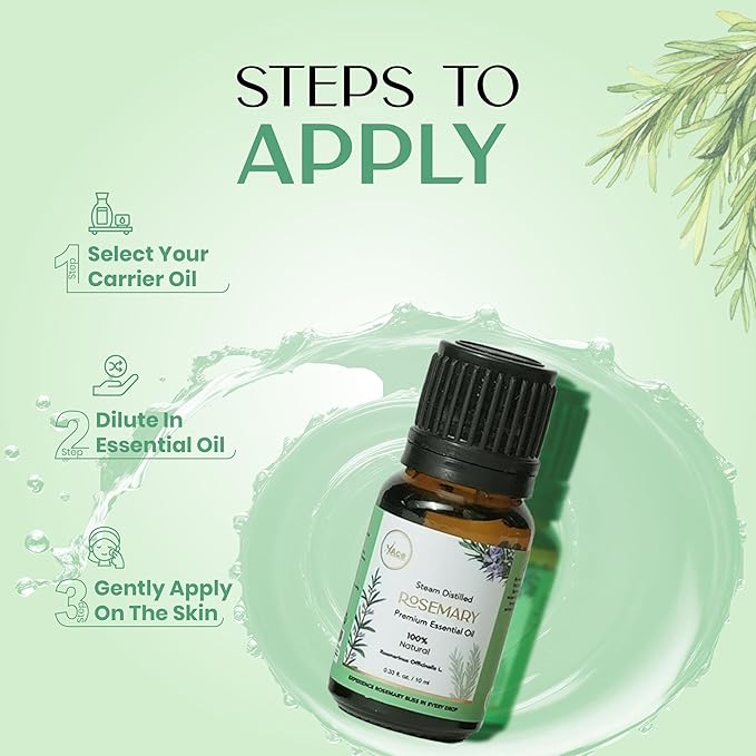 My Ace Rosemary Essential Oil | Pure, Natural & Premium Grade with Dropper for Scalp Care, Diffuser, Skin, Aromatherapy, Massage & Bath Use | 0.33 fl oz (Pack of 1) MyAce