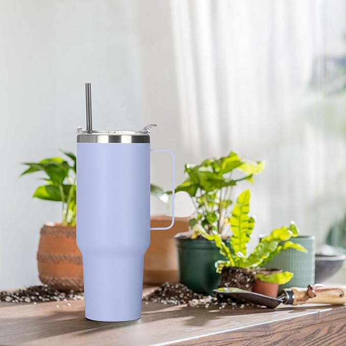 HASLE OUTFITTERS 40 oz Stainless Steel Tumbler with Handle, Vacuum Insulated Tumblers Bulk, Reusable Double Wall Travel Coffee Mug, Durable Powder Coated Water Bottle(Blue, 4) - Bloomnest