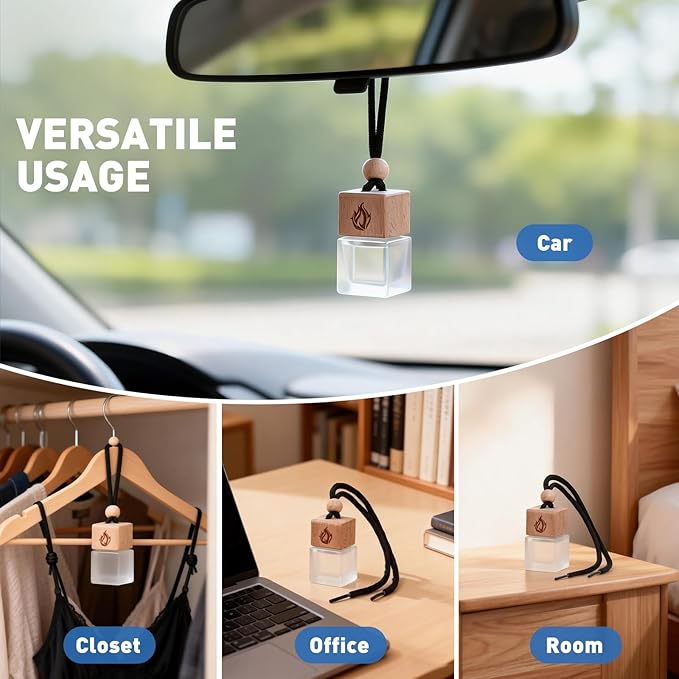 Car Air Freshener Hanging 2 Pack, Black Cedar and Juniper Essential Oil Air Diffuser, Long Lasting Car Scent Fragrance, Car Accessories for Women Men - Bloomnest