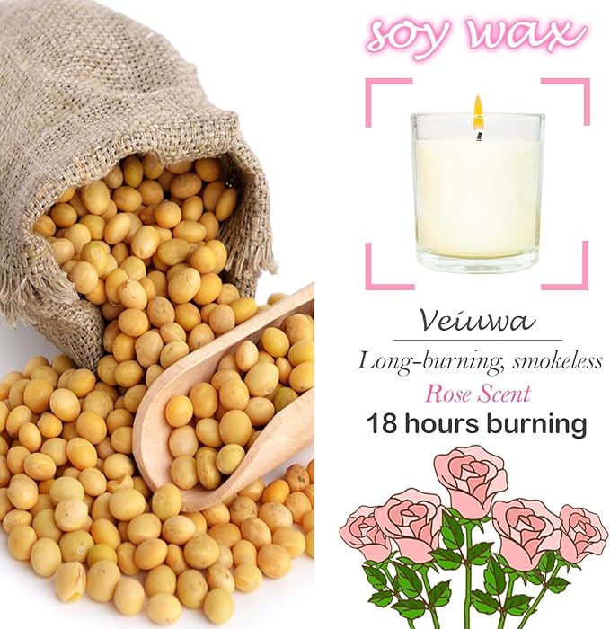 12 Pcs 6 Oz Mini Soy Candles,Rose Scented Bulk Candle Set,Aromatherapy Candle,Great Stress Relieving Scented Candles for Girls as a Gift for Birthdays, Weddings Party Favors! - Bloomnest
