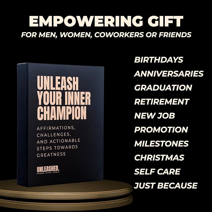 Daily Affirmation Cards to Unleash Your Best Self - 55 Cards with Empowering Quotes, Challenges & Practical Tips | Personal Growth Gift Idea for Driven Men & Women for Birthday, New Job, Christmas - Bloomnest