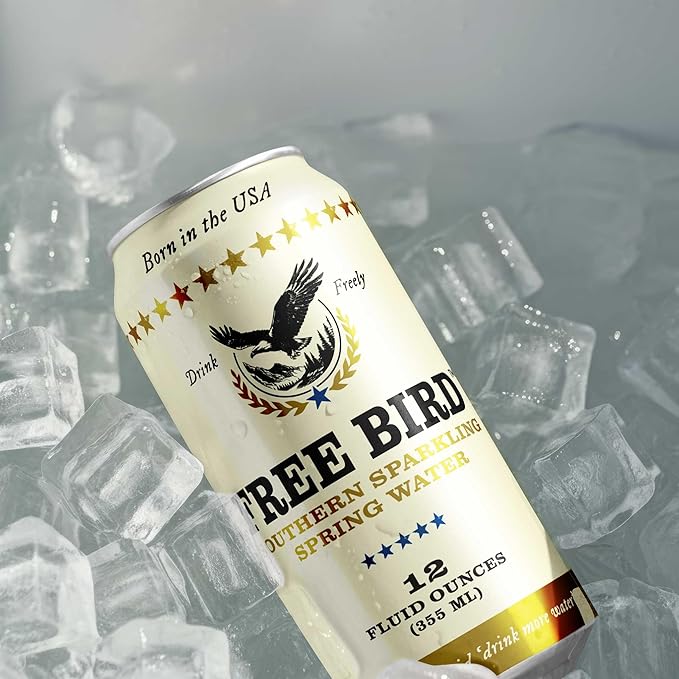 Free Bird Southern Sparkling Spring Water - 12 Pack, 12oz Cans, Zero Calories, Unflavored Carbonated, Crisp & Bubbly, Blue Ridge Mountain, Shelf-Stable Sparkling Drink - Bloomnest