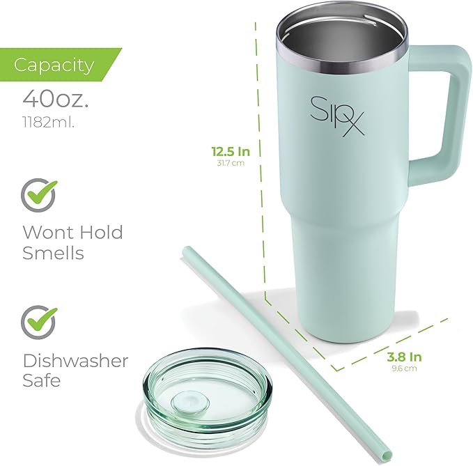 SIPX™ Insulated Tumbler With Lid And Straw, 40oz. Tumbler With Handle Keeps Cold 12 Hours, Water Bottle Thermos With Lid, BPA-Free Reusable Insulated Coffee Tumblers, Travel Mug Great For Beach Party - Bloomnest