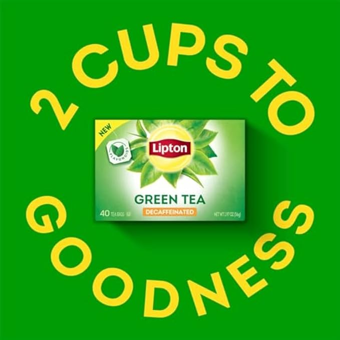 Lipton Decaf Green Tea Bags, Unsweetened Iced or Hot Tea Bags, 240 Total Tea Bags (40ct - Pack of 6) - Bloomnest