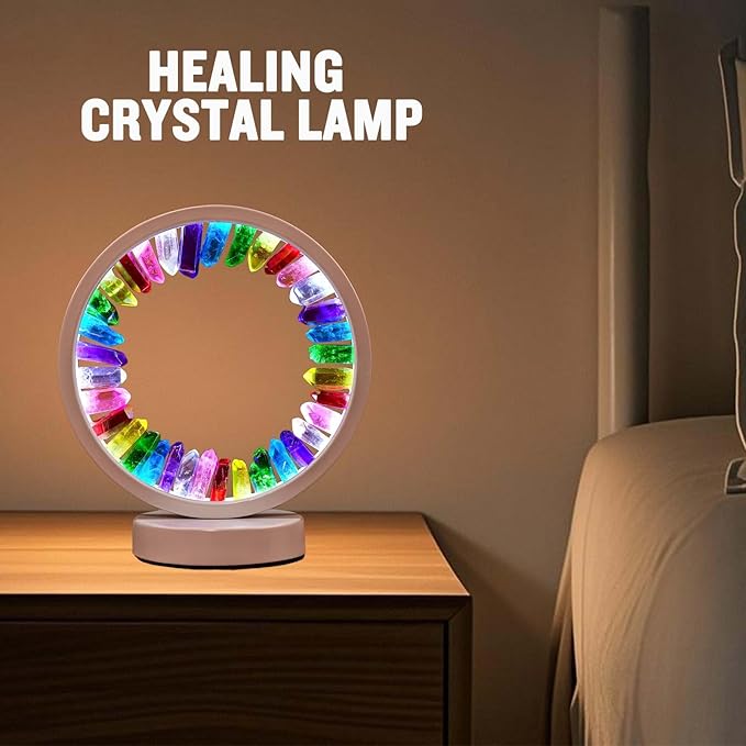 Runyansghi Chroma Electroplated Single Point Night Lamp 8.6" Healing Crystal Bedside Lamp USB Port 3 Colours Dimming Mode Bedroom Lamp Suitable Night Light Office Home Decor Ideal Gift - Bloomnest