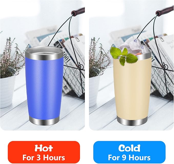 VEGOND 20oz Tumbler with Lid and Straw Stainless Steel Tumbler Cup Bulk Vacuum Insulated Double Wall Travel Coffee Mug Powder Coated Coffee Cup (Bluish Violet 6 Pack)