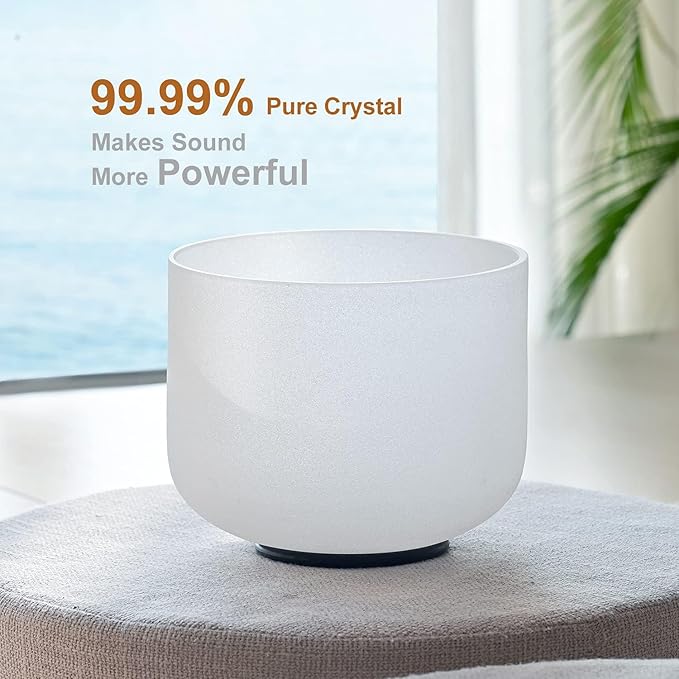 CVNC 432HZ 12 Inch C Note Root Chakra Frosted Quartz Crystal Singing Bowl Meditation Therapy Sound Healing Instrument Sound Bath Bowl with Mallet and O-ring - Bloomnest