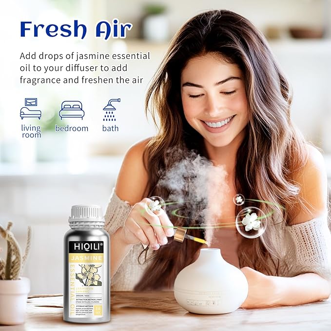 HIQILI 16 Fl Oz Jasmine Essential Oil, 100% Pure Natural for Diffuser, Hair, Skin, Perfume Making - 500ML - Bloomnest