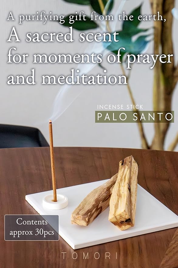 TOMORI Incense Sticks Palo Santo Approx 30pcs 100% Natural Wood Aroma Energy Cleansing No Synthetic Fragrance Yoga Meditation Stress Relief Japanese Incense - Bloomnest