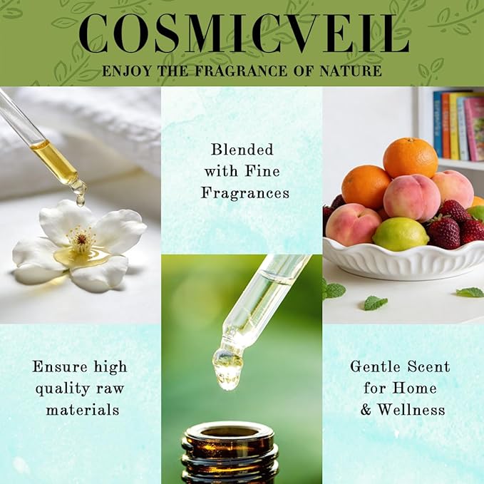 Jasmine Essential Oil Fragrance Oil for Aroma Diffuser,Humidifier,Home Fragrance,Cleaning,Body Care,Massage,Yoga,DIY Candle,DIY Soap CosmicVeil（Jasmime，4 Fl Oz (Pack of 1)） Cosmicveilessentialoil