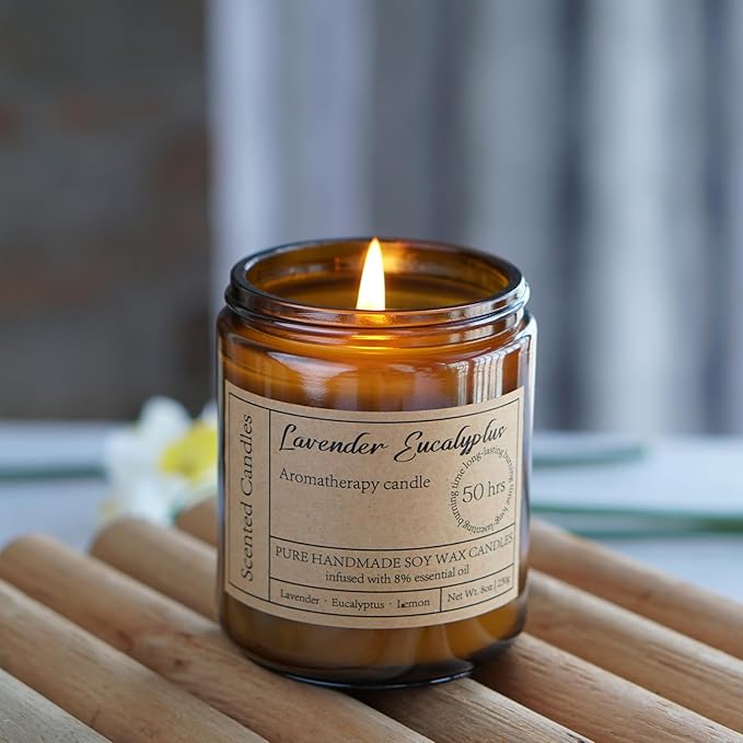 Lavender Eucalyptus Candles for Home Scented - Aromatherapy Candles for Women Relaxation Anxiety Stress Relief Claming Candles Gifts for Birthday Christmas Soy Wax Candle (2pk | 16oz) - Bloomnest