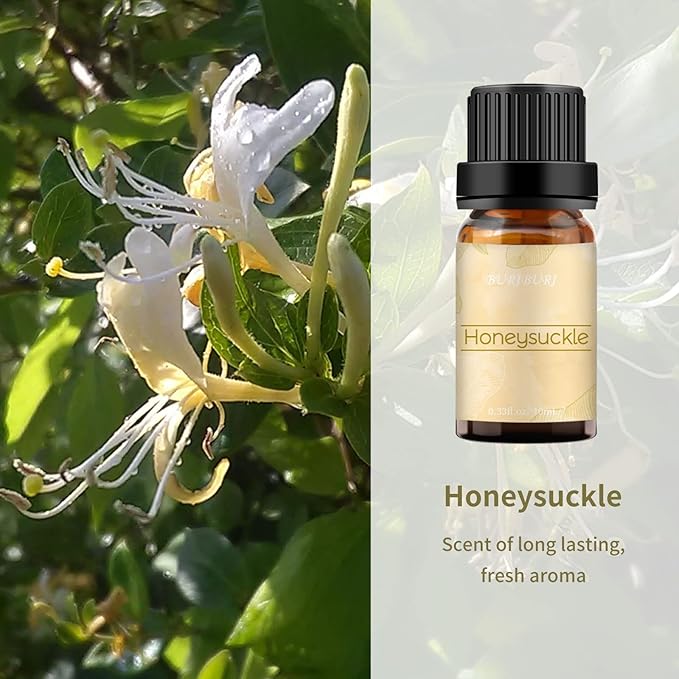 BURIBURI Honeysuckle and Gardenia Essential Oil Set, 100% Pure, Undiluted, Natural Essential Oils Gift Set for Diffuser, Massage BURIBURI